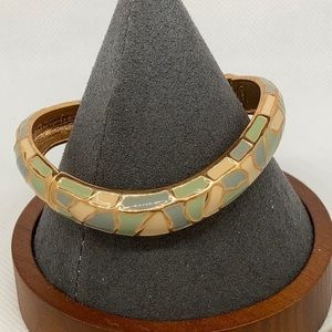 Joan Rivers gold tone mosaic enamel twist hinged bracelet